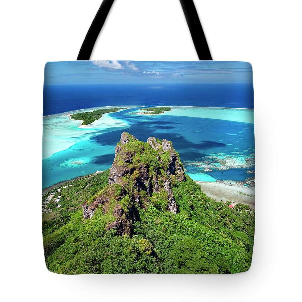 Maupiti Tote Bag featuring the photograph Maupiti - view from Mount Teurafaatiu by Olivier Parent