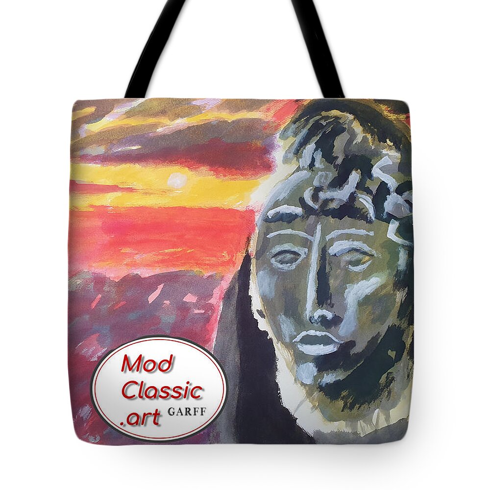 Maya Tote Bag featuring the painting Maya Sunset ModClassic Art by Enrico Garff