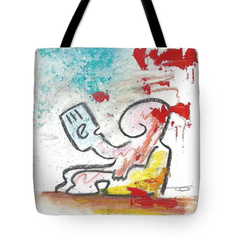 Skredch Tote Bag featuring the mixed media Me-reader by Eduard Meinema