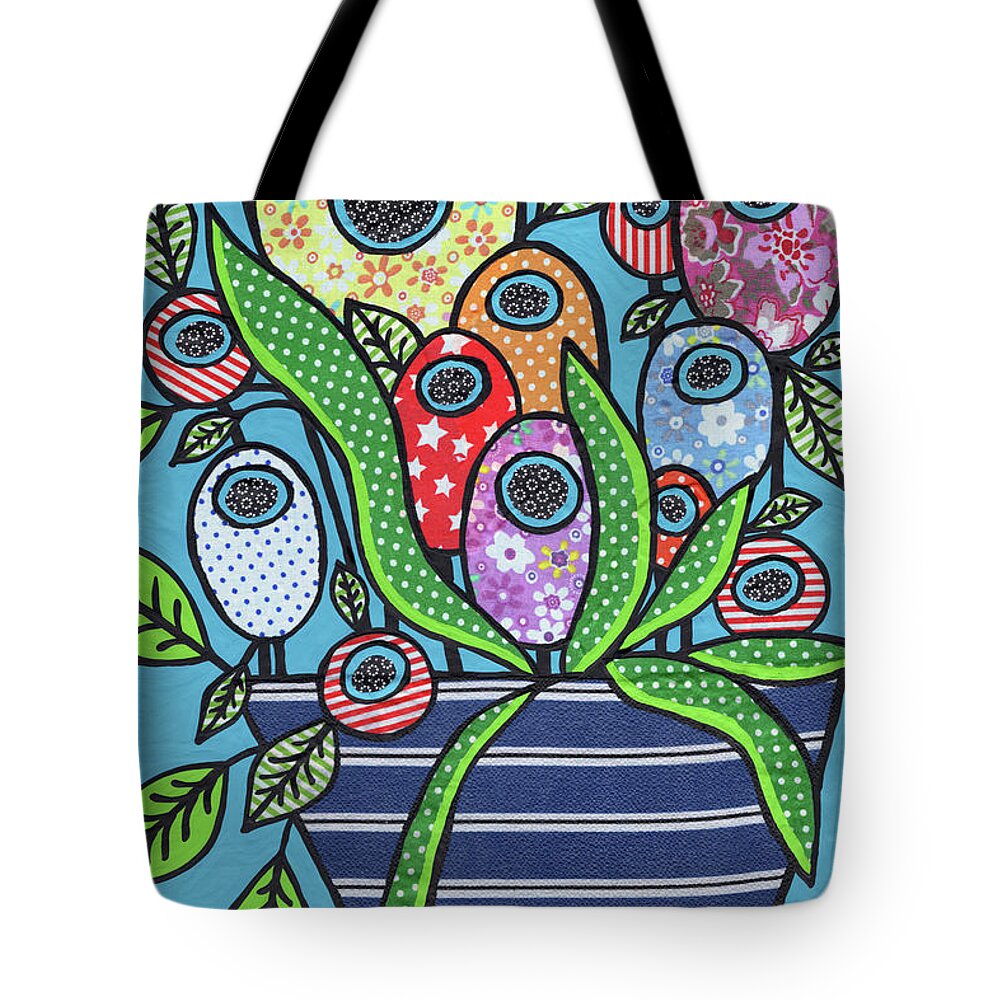 Flowers In A Vase Tote Bag featuring the painting Meadow Bloom Bouquet by Amy E Fraser