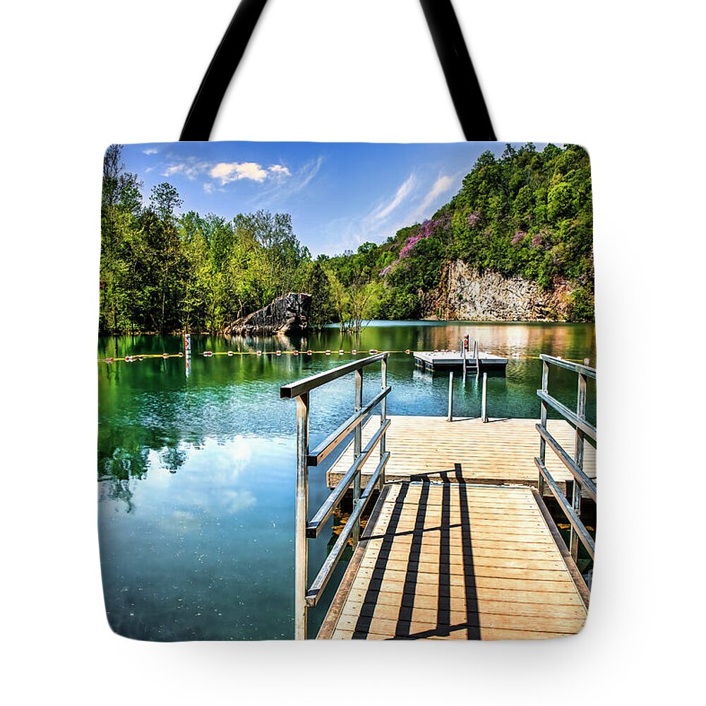 Mead’s Quarry Lake Tote Bag featuring the photograph Mead's Quarry Lake by Shelia Hunt