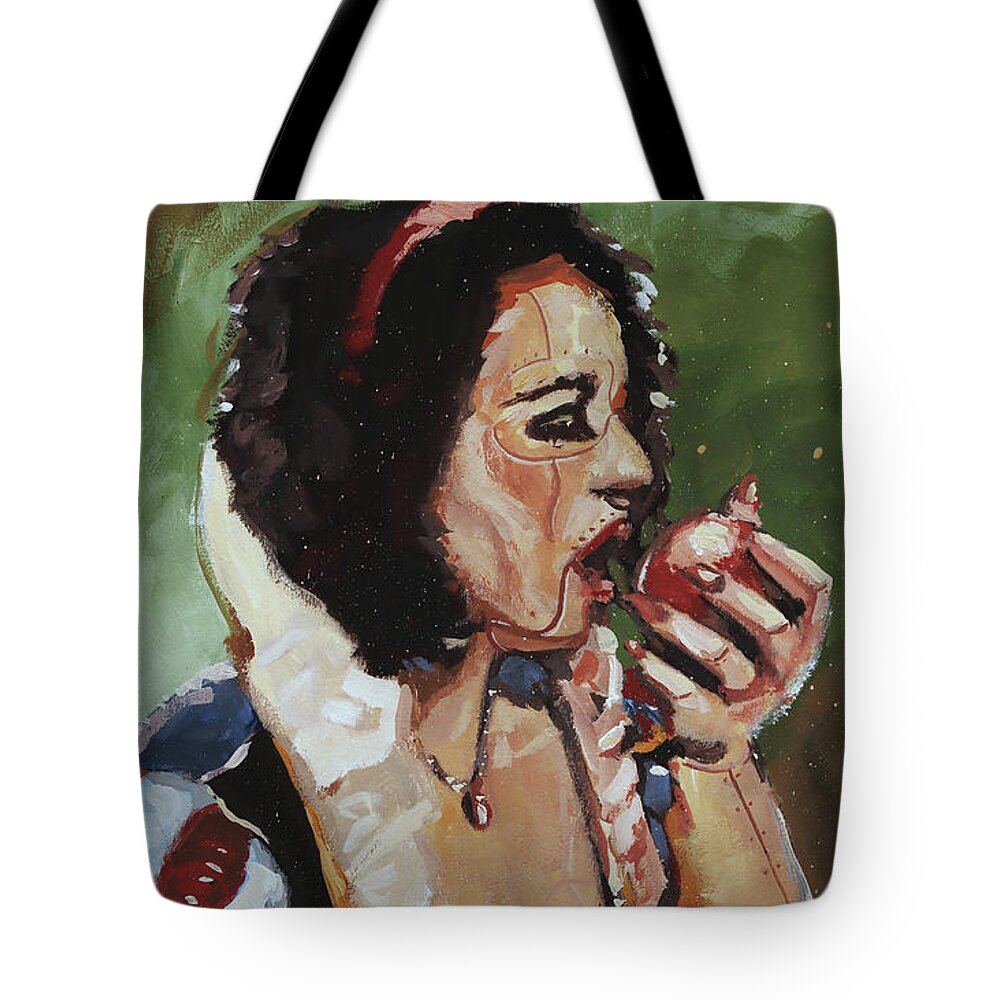 Snow White Tote Bag featuring the painting Mechanical Snow White by Sv Bell