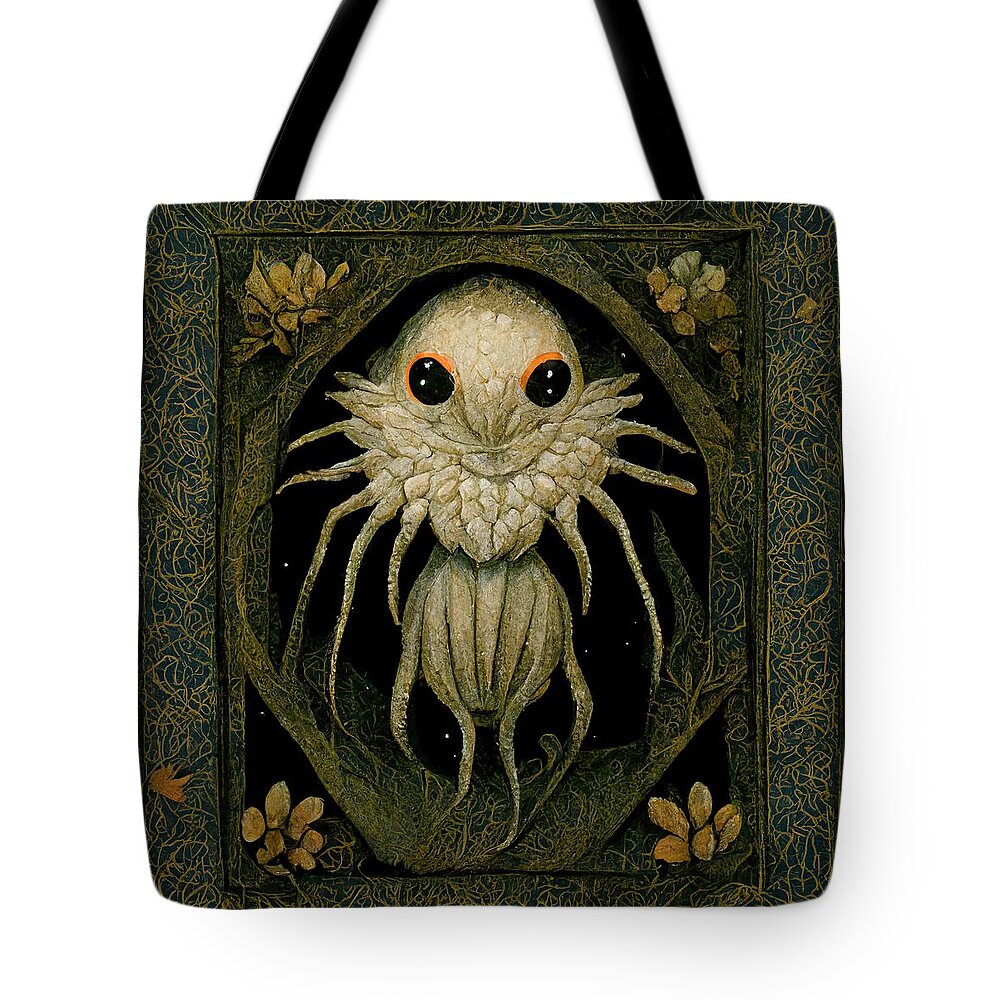 Medieval Tote Bag featuring the digital art Medieval Creature by Nickleen Mosher