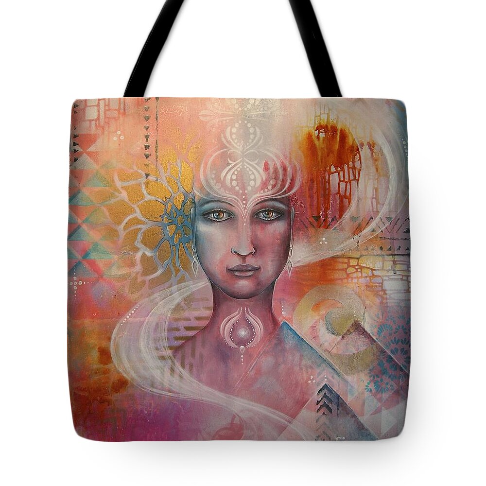 Painting Tote Bag featuring the painting Meditation 3 by Reina Cottier