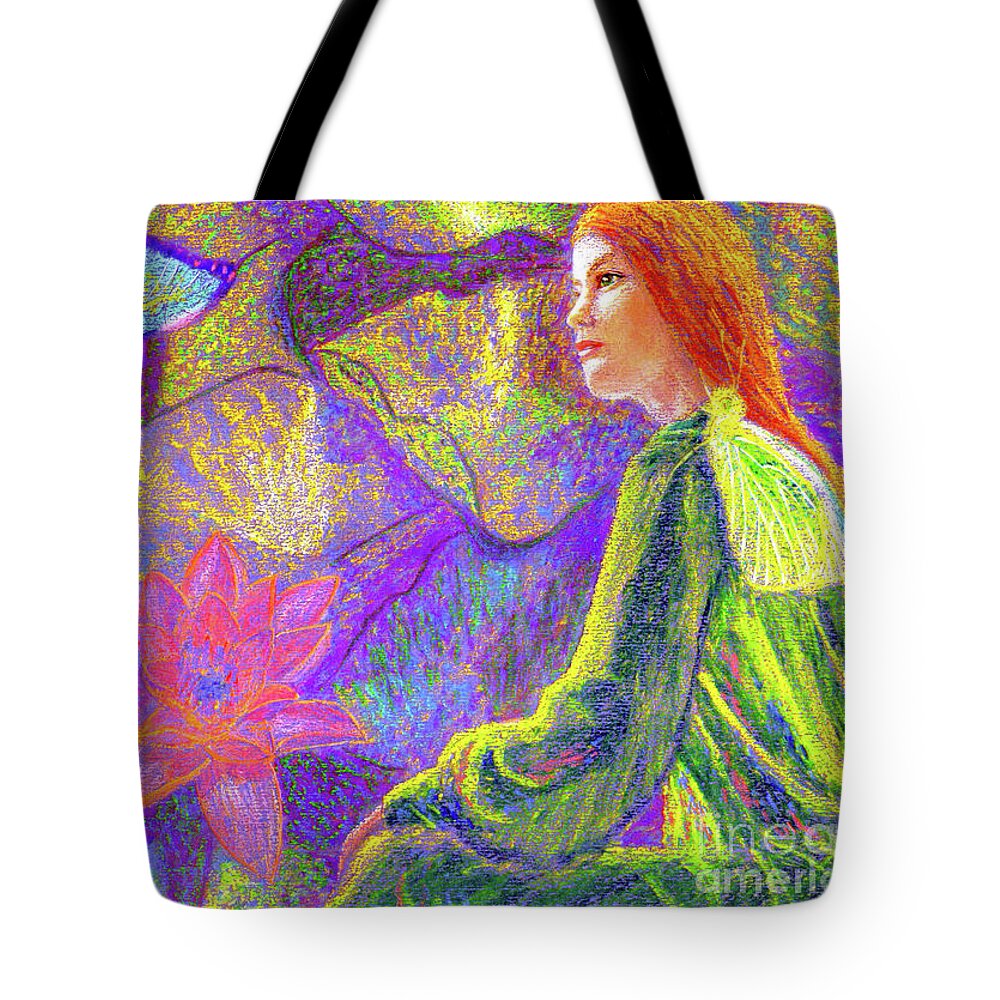 Abstract Tote Bag featuring the painting Meditation, Moment of Oneness by Jane Small