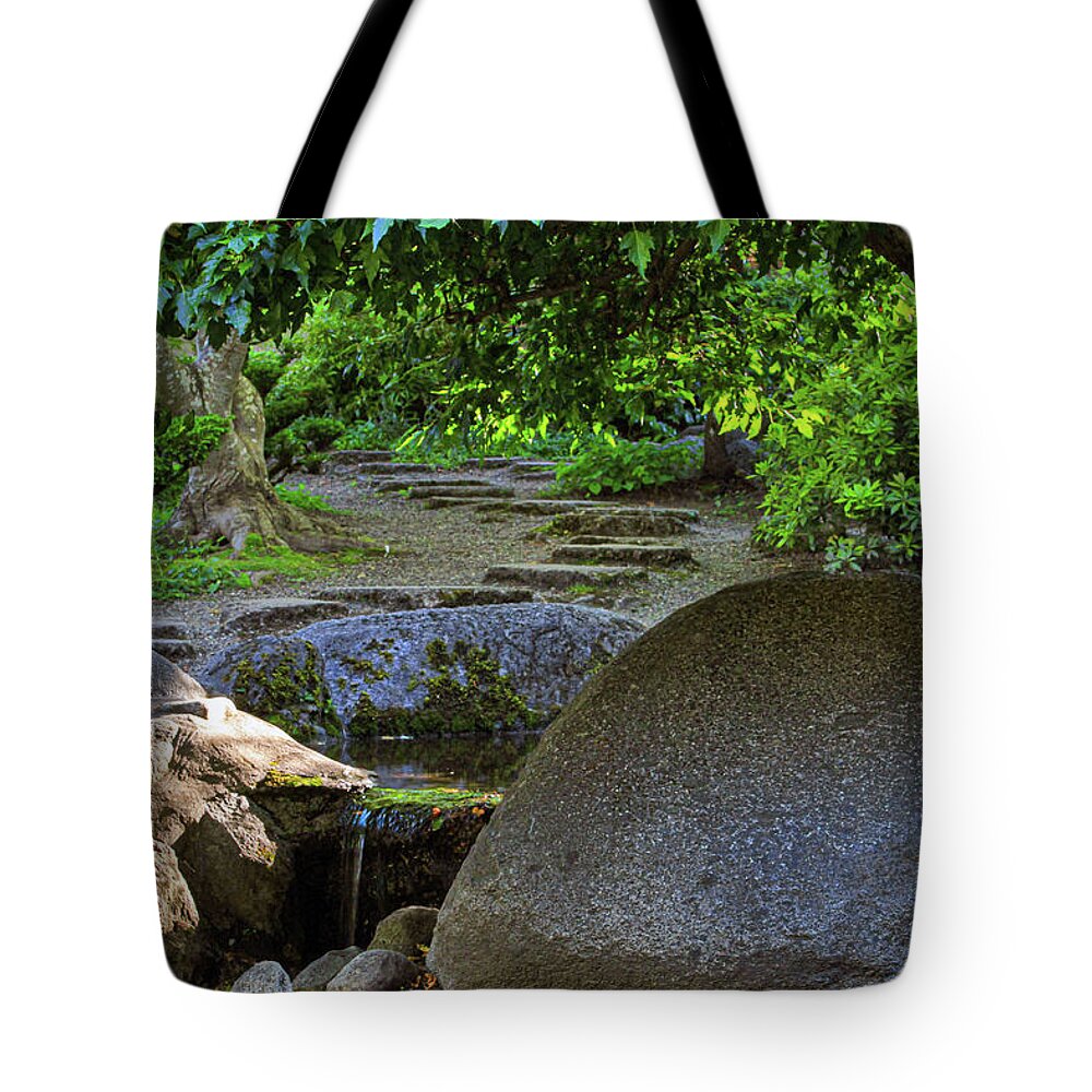 Meditation Tote Bag featuring the photograph Meditation path by Bonnie Follett