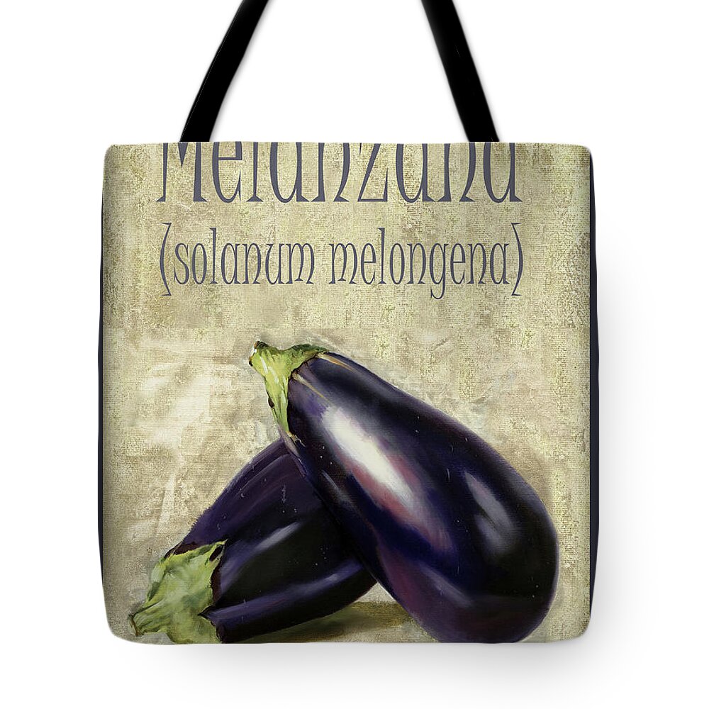 Salanum Melongena Tote Bag featuring the painting Melanzana Solanum melongena by Guido Borelli