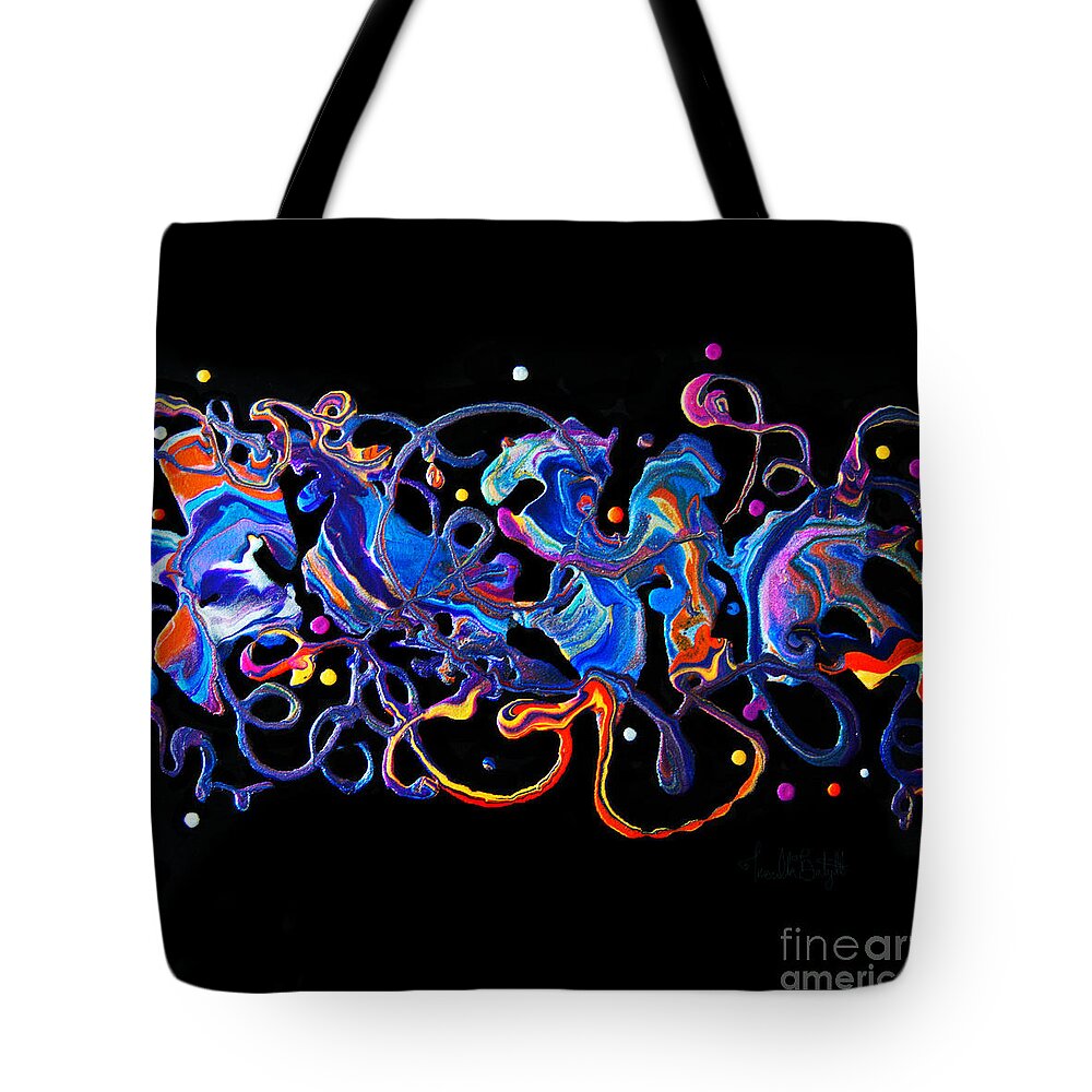 Colorful Abstract Tote Bag featuring the painting Melody on the Wind 8644 by Priscilla Batzell Expressionist Art Studio Gallery