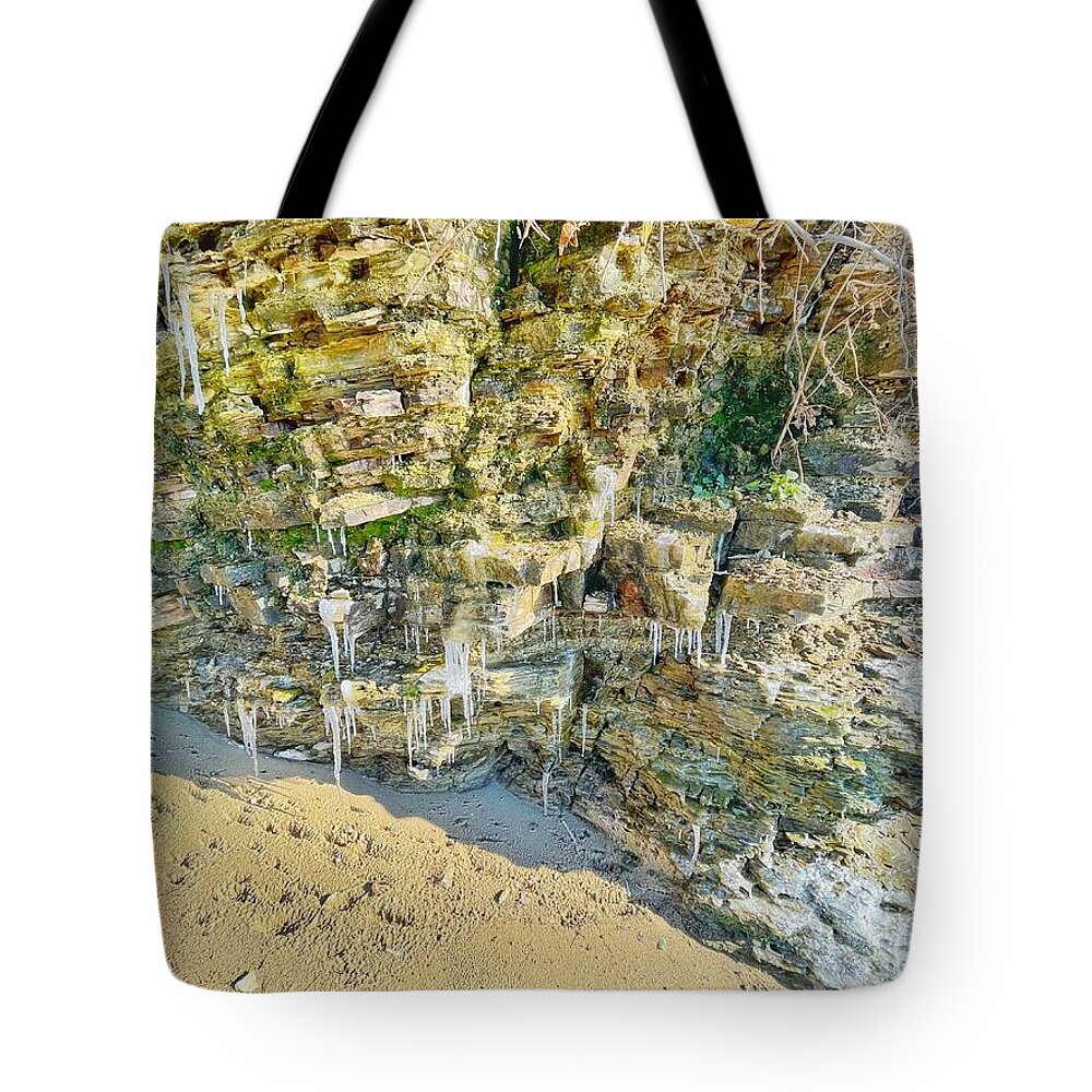 Melting Tote Bag featuring the photograph Melting Stone by Maya Mey Aroyo