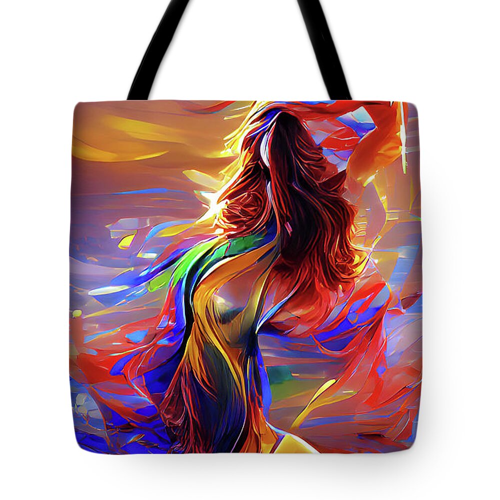 Woman Tote Bag featuring the digital art Melting Woman by Digital Art Cafe