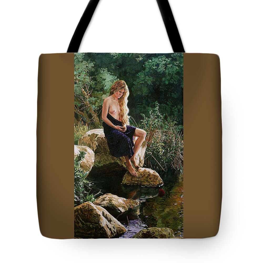 Oil Paintings Tote Bag featuring the painting Memory in the Stream by Patrick Whelan