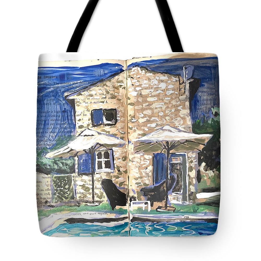 Bookart Tote Bag featuring the painting Menerbes, Summer Journal by Tilly Strauss