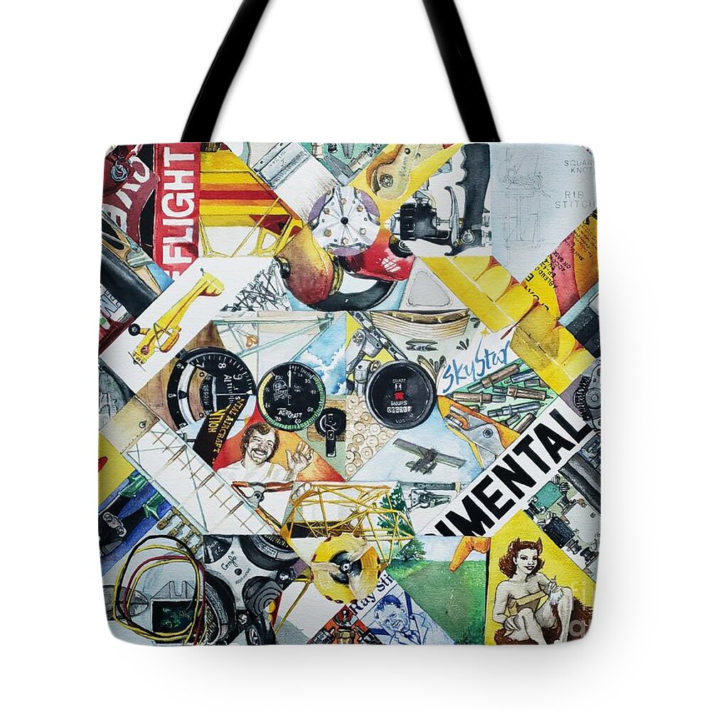 Aviation Tote Bag featuring the painting Mental Flight by Merana Cadorette