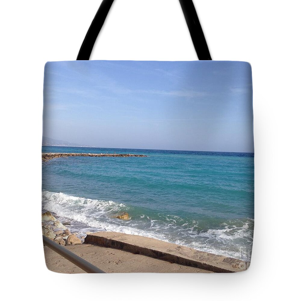 Menton Tote Bag featuring the photograph Menton Beach by Aisha Isabelle