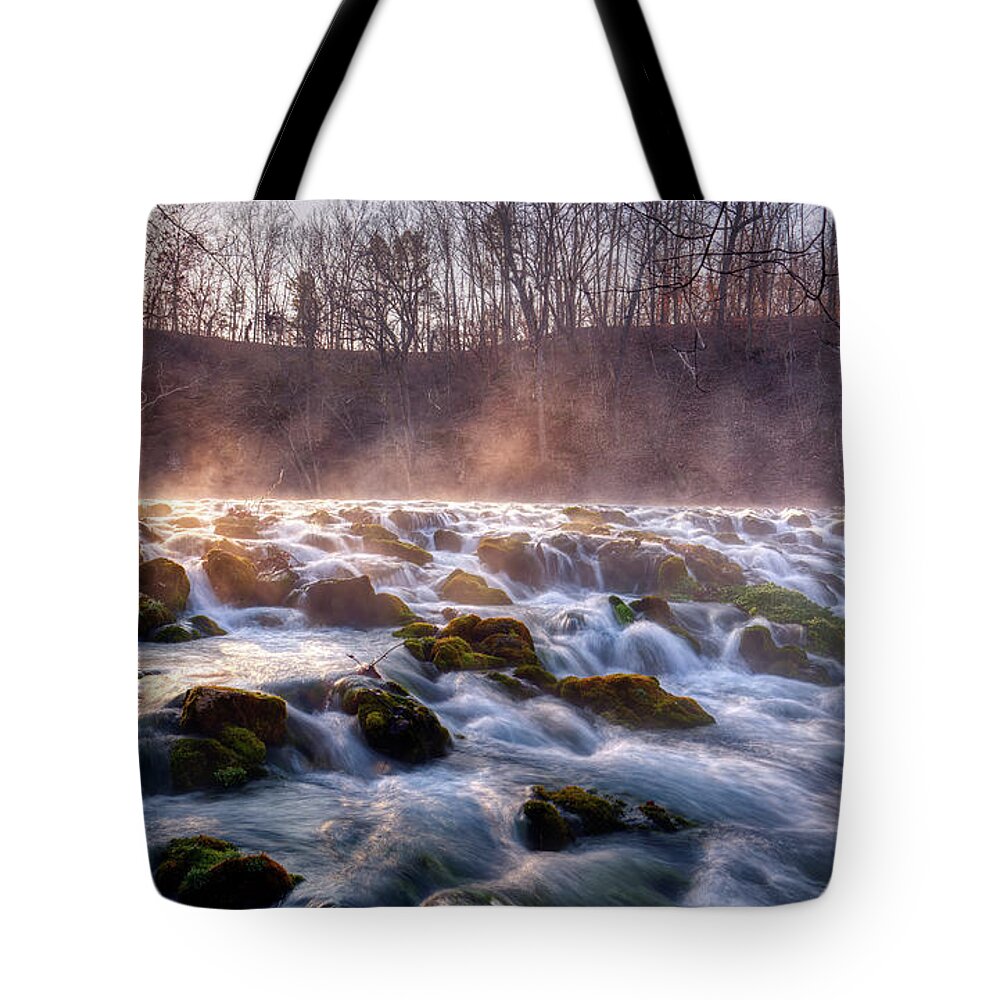 Sunrise Tote Bag featuring the photograph Meramac Spring II by Robert Charity