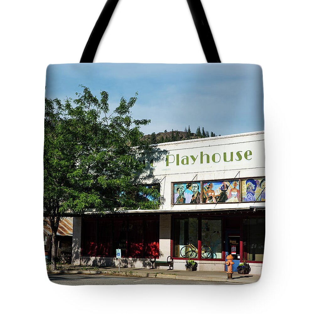 Merc Playhouse In Twisp Tote Bag featuring the photograph Merc Playhouse in Twisp by Tom Cochran
