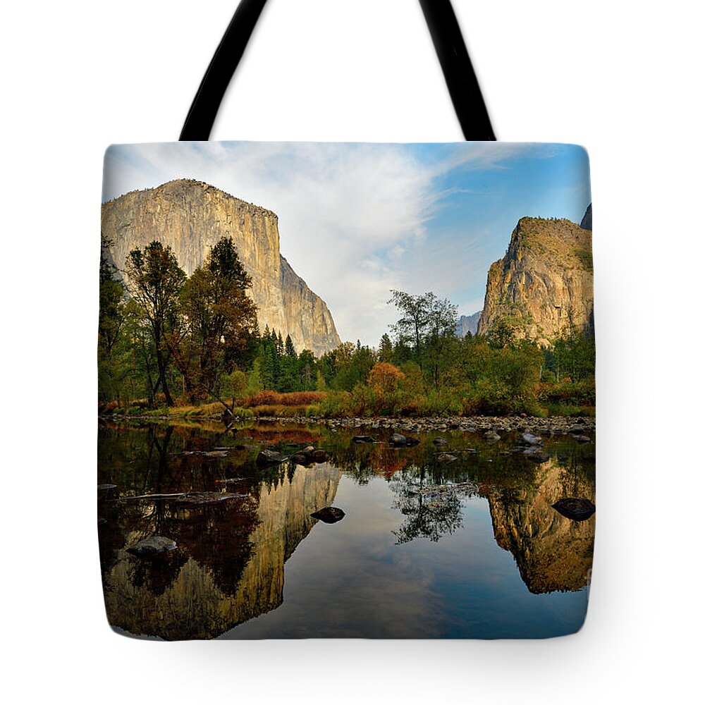 El Capitan Tote Bag featuring the photograph Merced River and El Capitan by Amazing Action Photo Video