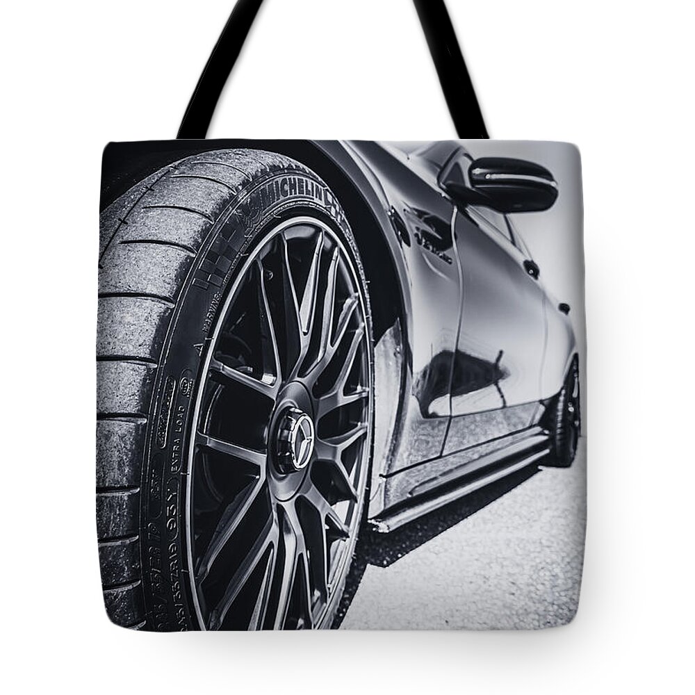 Black&white Tote Bag featuring the photograph Mercedes AMG Car by MPhotographer