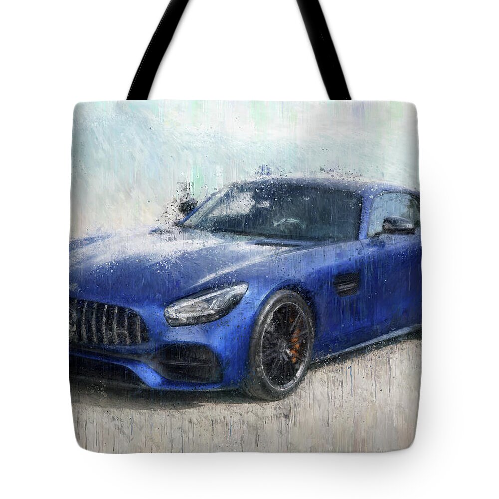 Car Tote Bag featuring the painting Mercedes-Benz AMG GT Coupe painting by Vart by Vart
