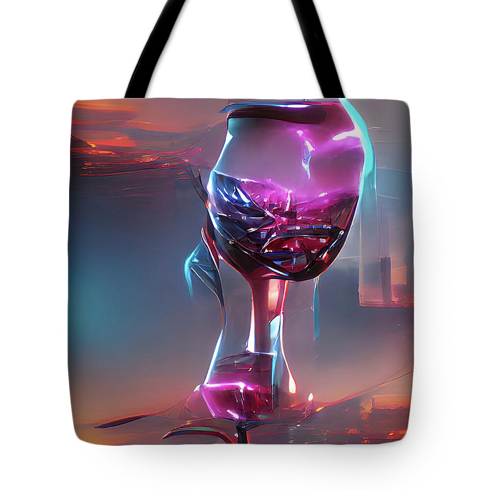 Wine Glasses Tote Bag featuring the digital art Merlot by The Glass AI by Floyd Snyder