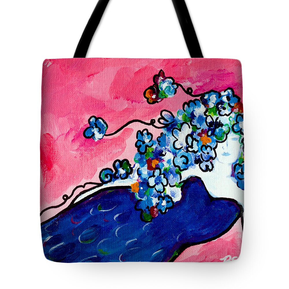 Pink Tote Bag featuring the painting Mermaid by Beth Ann Scott