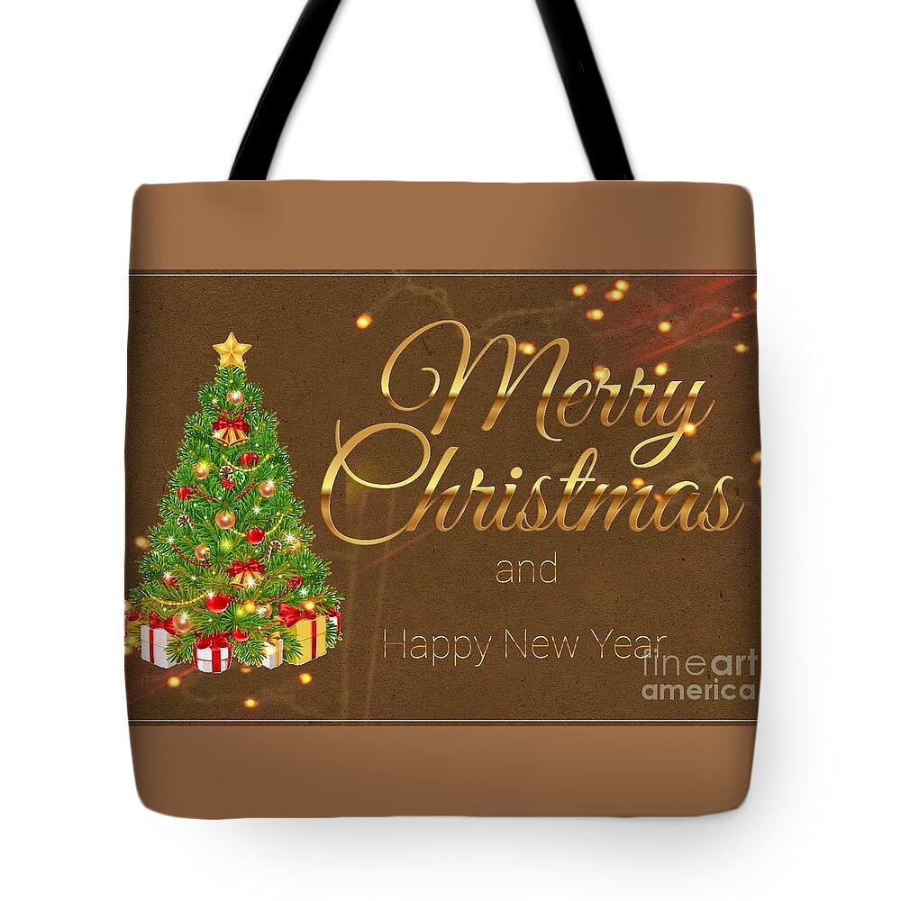 Merry Christmas Tote Bag featuring the digital art Merry Christmas and Happy New Year by Claudia Zahnd-Prezioso