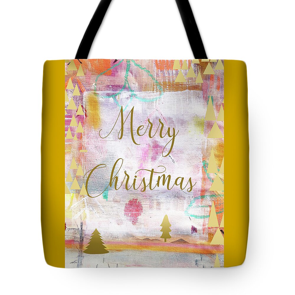 Merry Christmas Tote Bag featuring the mixed media Merry Christmas by Claudia Schoen