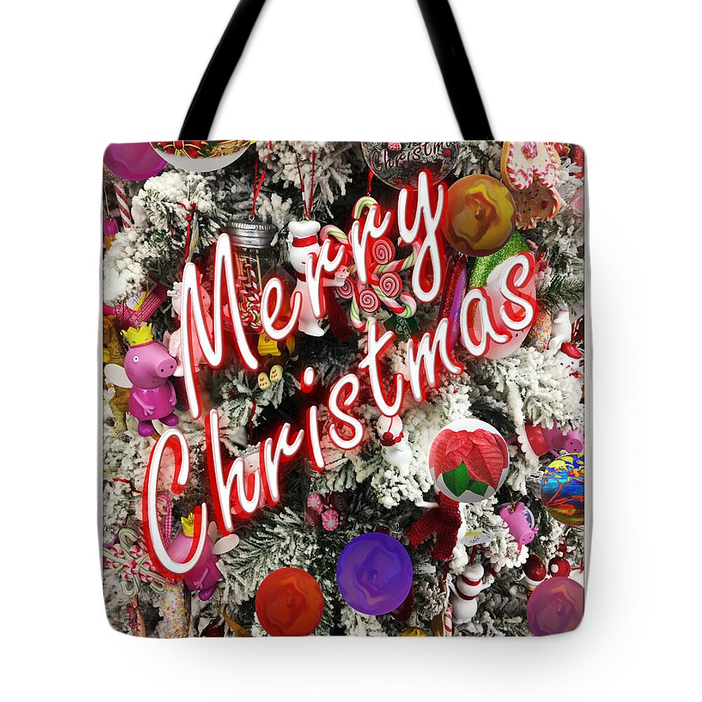 Merry Christmas Tote Bag featuring the digital art Merry Christmas from Delynn Addams by Delynn Addams