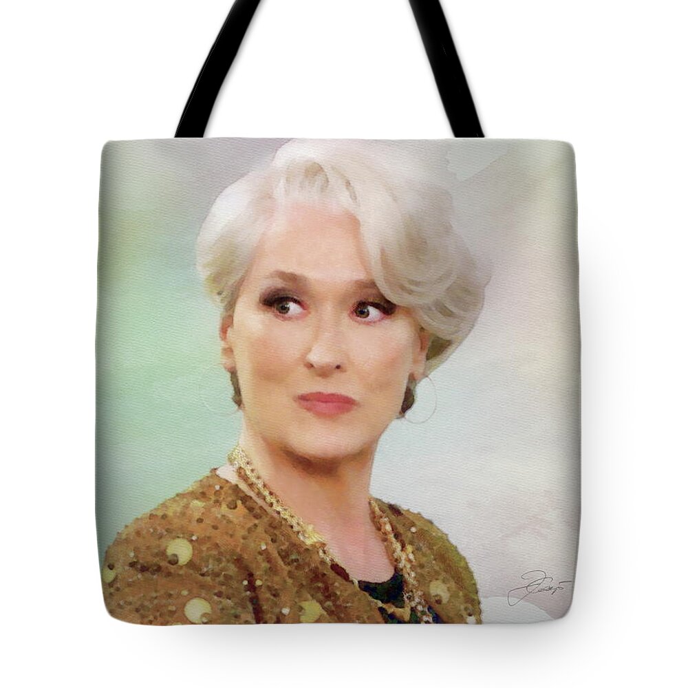 Meryl Streep Tote Bag featuring the digital art Meryl Streep by Jerzy Czyz