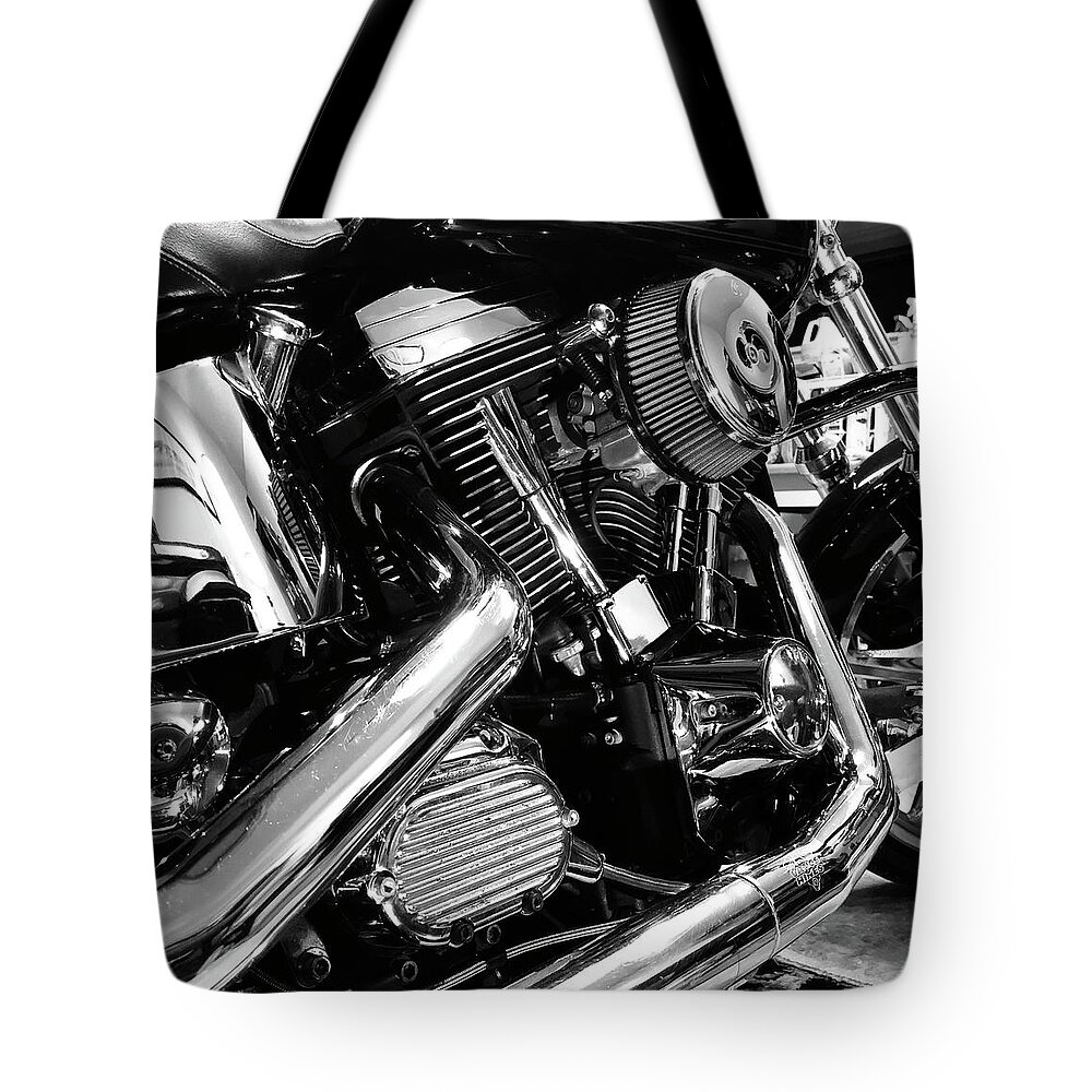 Harley Davidson Flxst Daytona Florida Usa Tote Bag featuring the photograph Metal by John Anderson