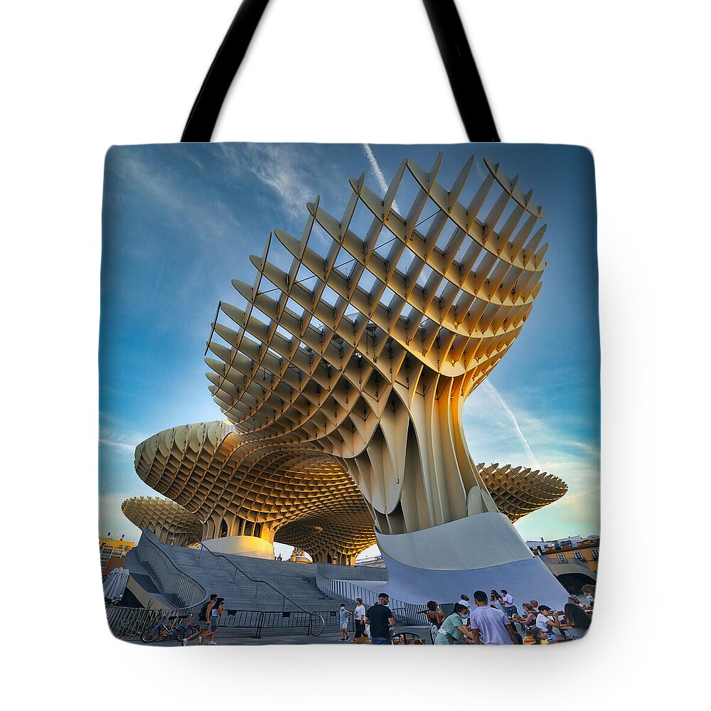 Metropol Parasol Tote Bag featuring the photograph Metropol Parasol Encarnacion square side by Micah Offman