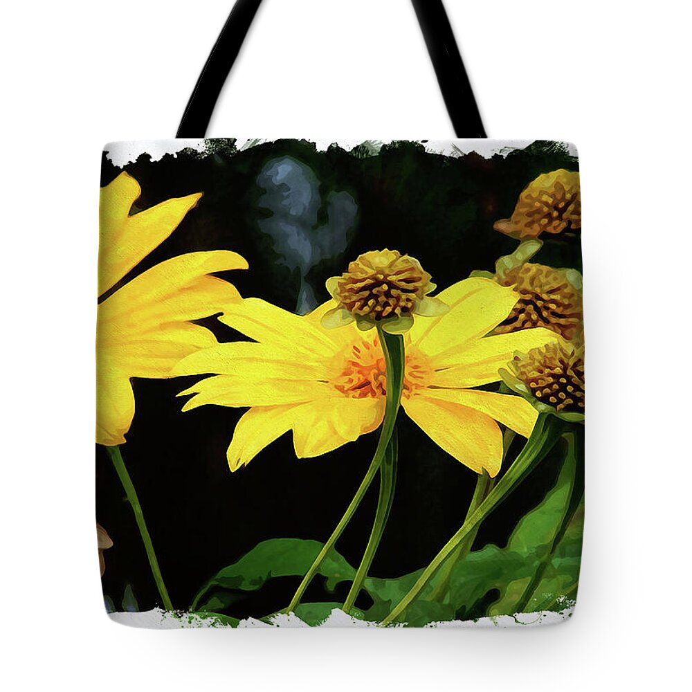 Flower Tote Bag featuring the digital art Mexican Sunflower by Chauncy Holmes