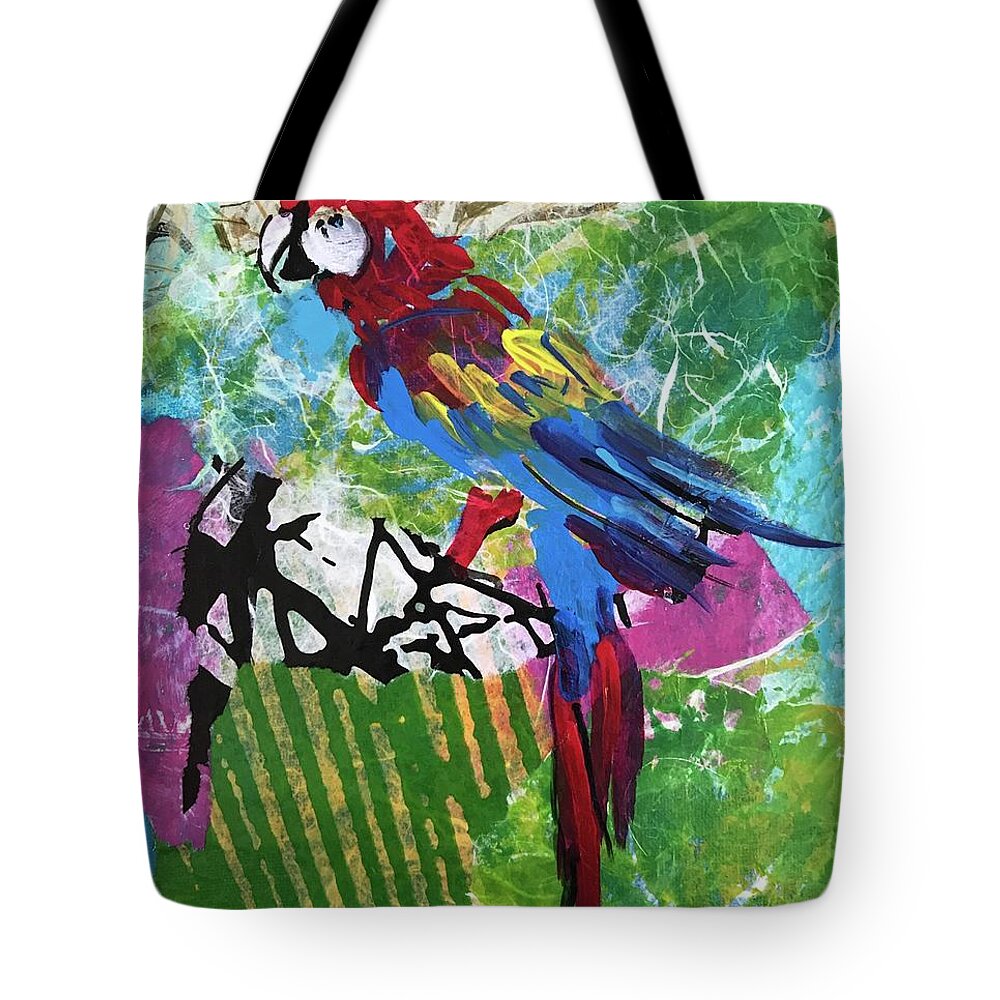 Parrot Paintings Tote Bag featuring the painting Mexico Macaw II by Elaine Elliott