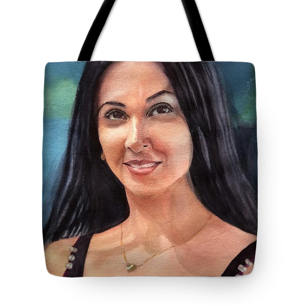 Portrait Tote Bag featuring the painting Mia by Vicki B Littell