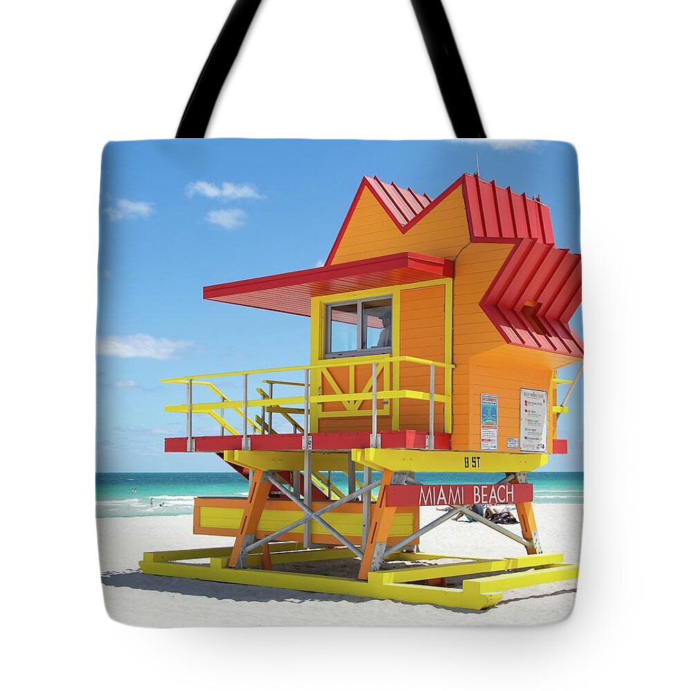 Lifeguard Station Tote Bag featuring the photograph Miami Beach Lifeguard Station by Rebecca Herranen