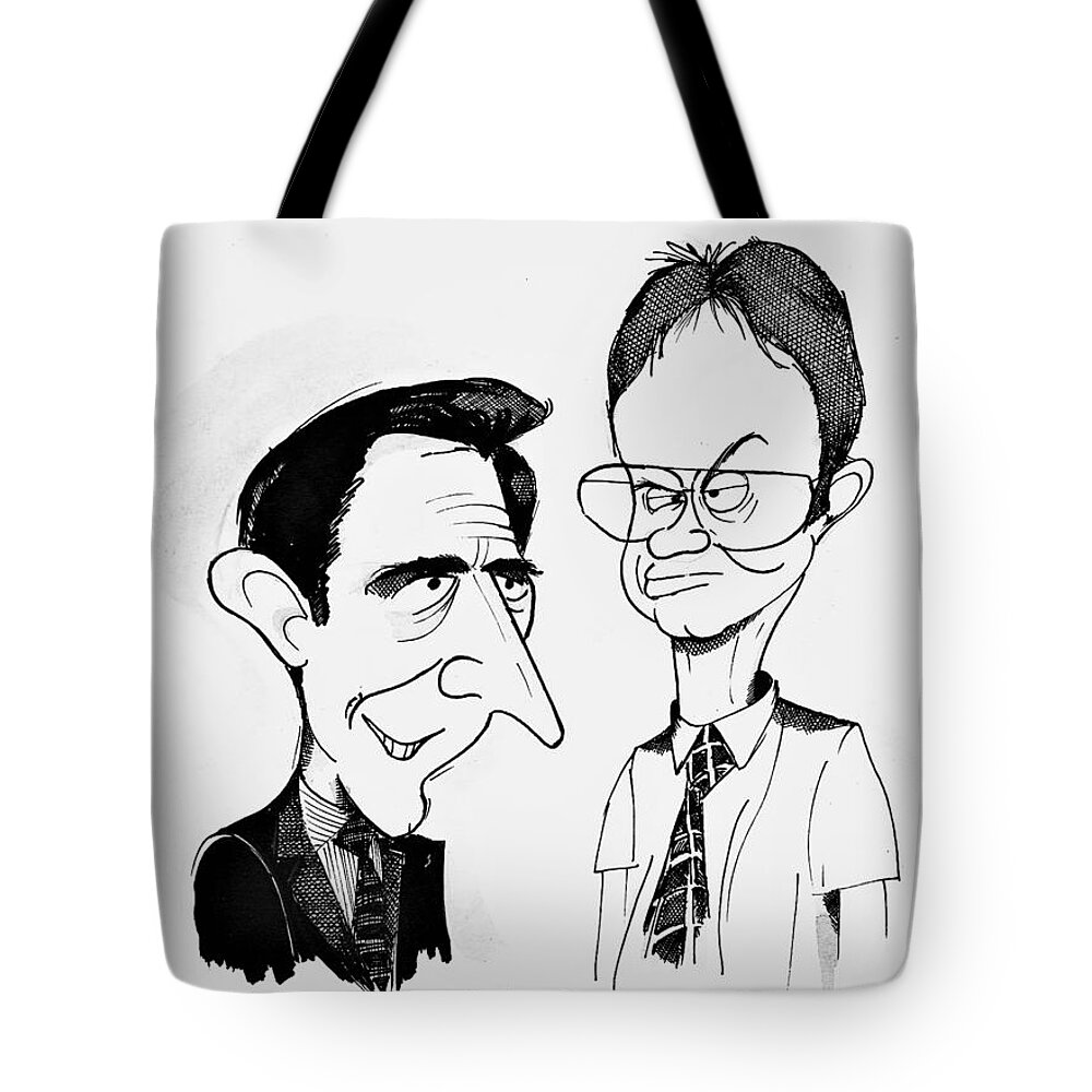 The Office Tote Bag featuring the drawing Michael and Dwight by Michael Hopkins