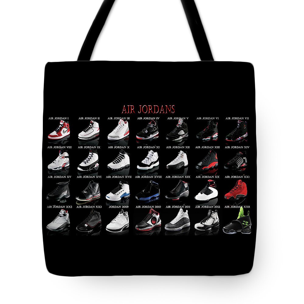 Michael Jordan Shoe Collection Tote Bag by Brian Reaves - Fine Art