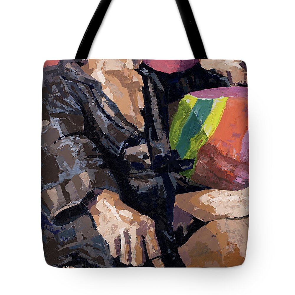 Oil Painting Tote Bag featuring the painting Michael's Robe, 2013 by PJ Kirk
