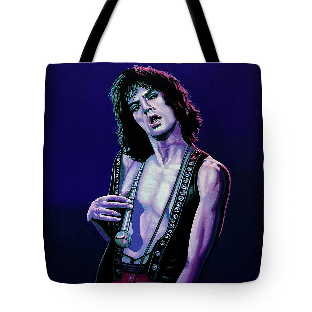 Music Tote Bag featuring the painting Mick Painting 3 by Paul Meijering