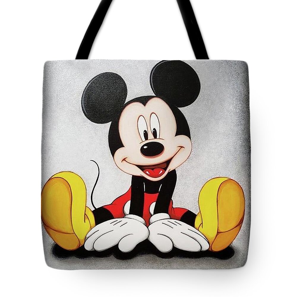 Mickey Mouse Drawing Tote Bag by New York Artist - Pixels