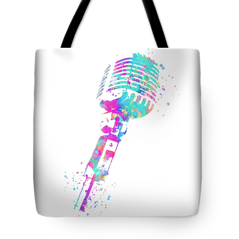Microphone Tote Bag featuring the painting Microphone Art by Zuzi 's