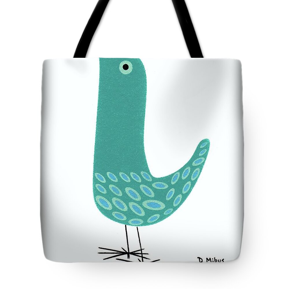 Mid Century Modern Bird Tote Bag featuring the painting Mid Century Bird Alessandro Pianon Style by Donna Mibus