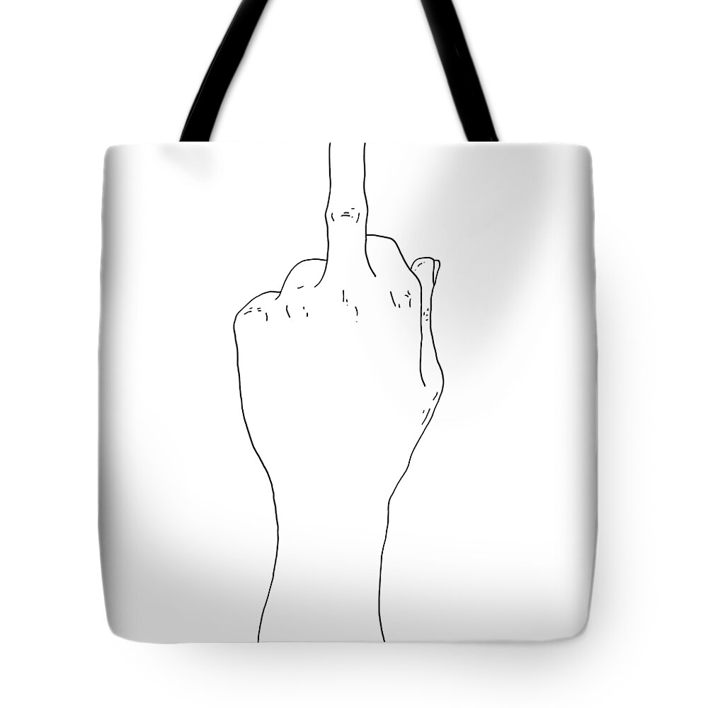 Middle Tote Bag featuring the digital art Middle Finger Up Line Art N20001 Fuck Off by Edit Voros