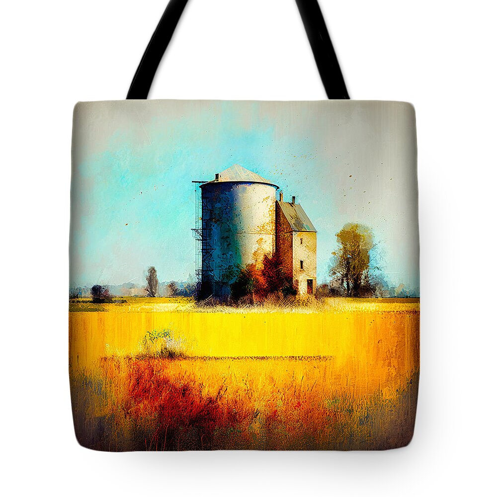 Abstract Tote Bag featuring the digital art Middleton Silo by Craig Boehman
