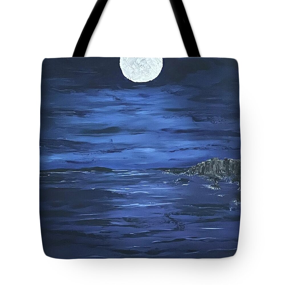 Oil Painting Tote Bag featuring the painting Midnight Blue by Lisa White