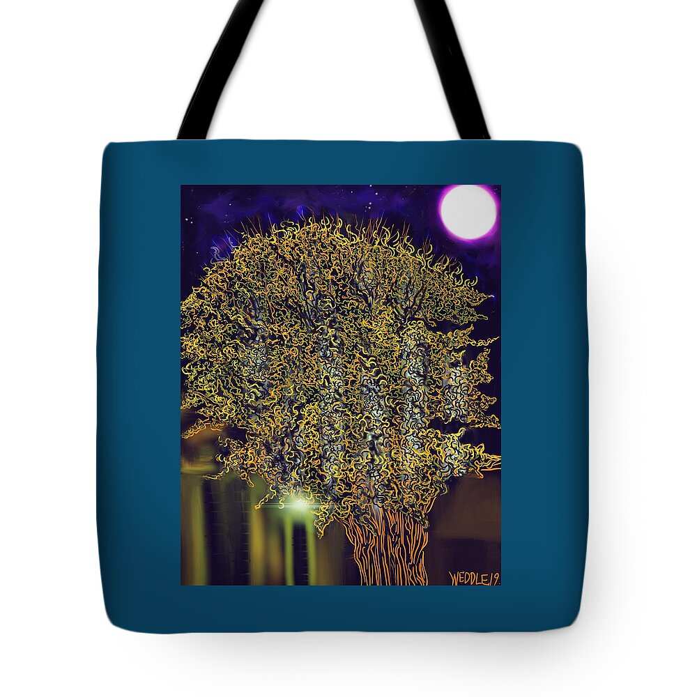 Midnight Tote Bag featuring the digital art Midnight Contemplation by Angela Weddle