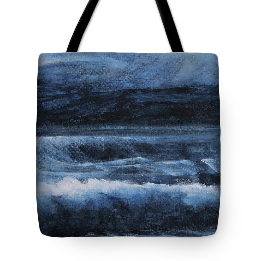 Seascape Tote Bag featuring the painting Midnight Ocean by Jane See