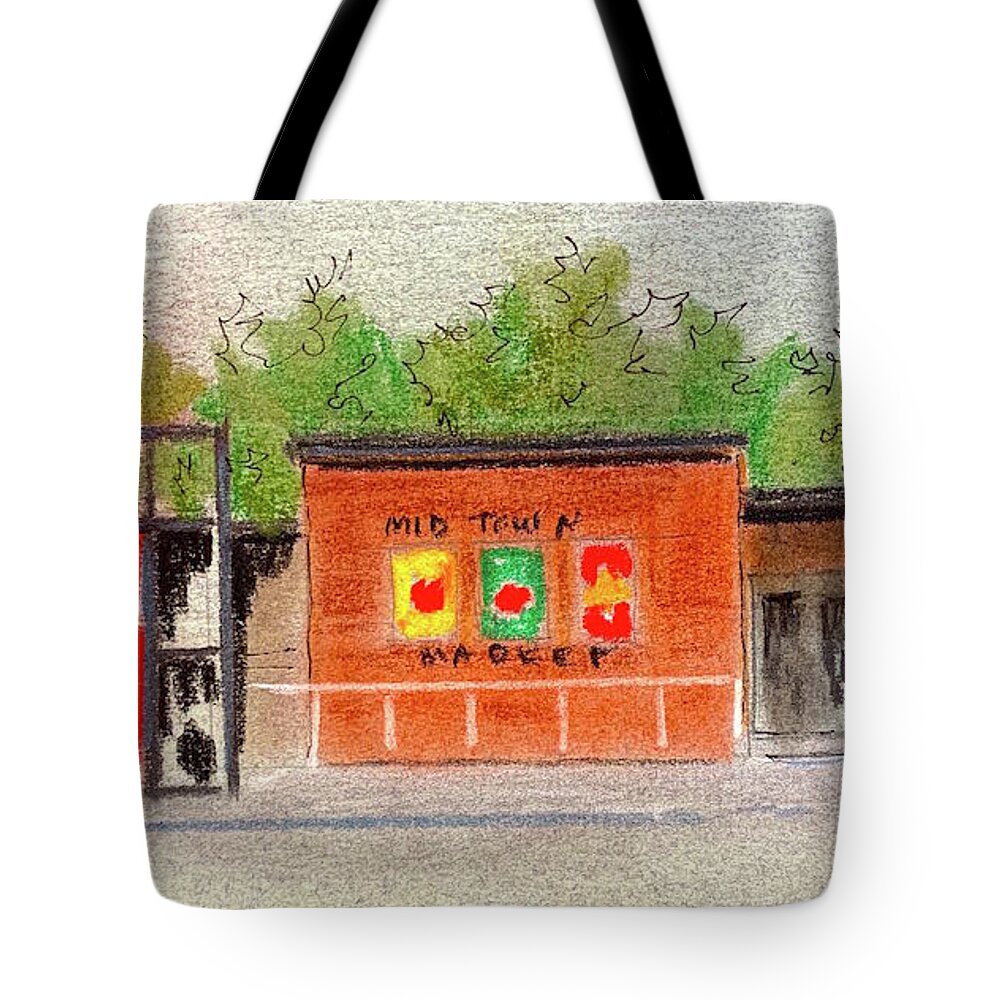 Architecture Tote Bag featuring the painting Midtown Market by William Renzulli