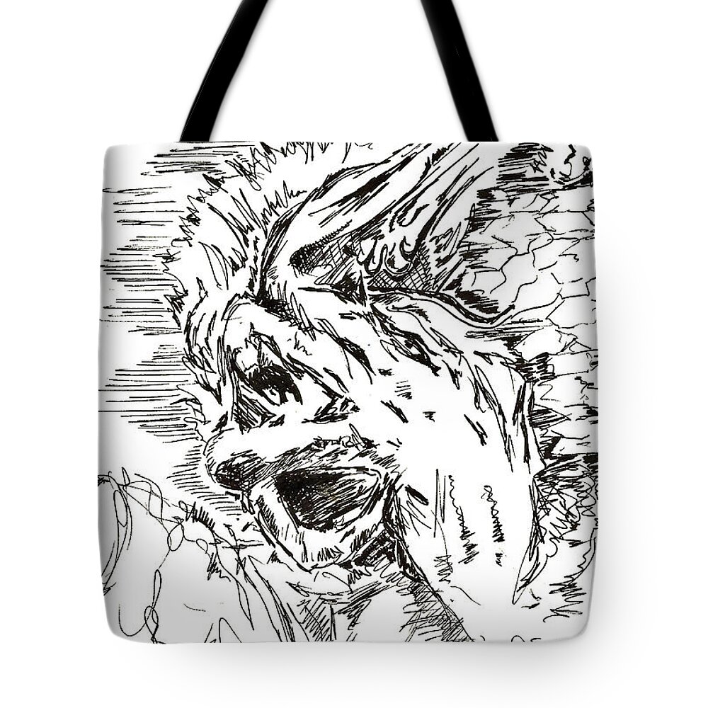 Migraine Tote Bag featuring the drawing Migraine by Brian Sereda