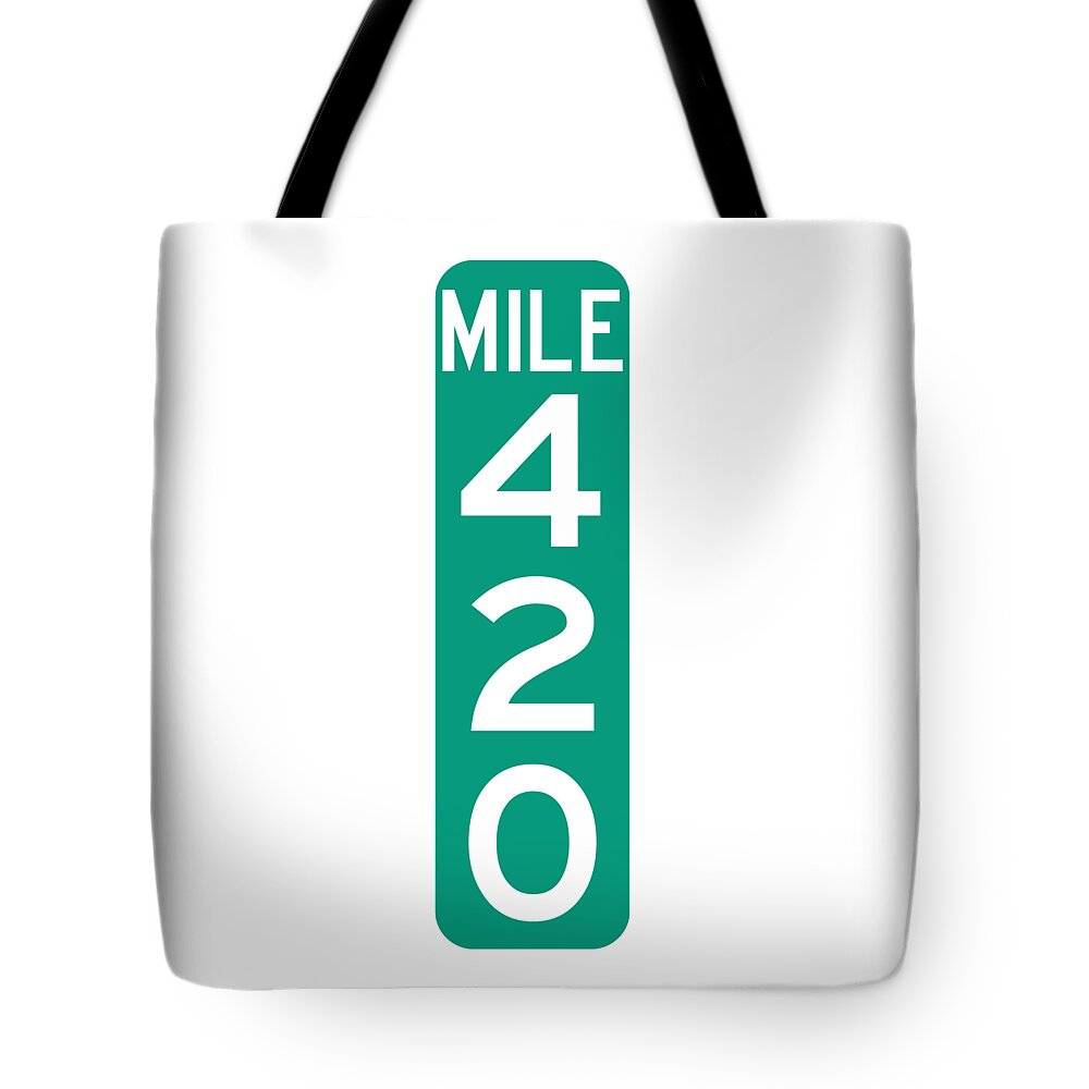 Mile Markers Tote Bag featuring the digital art Mile 420 by Angie Tirado